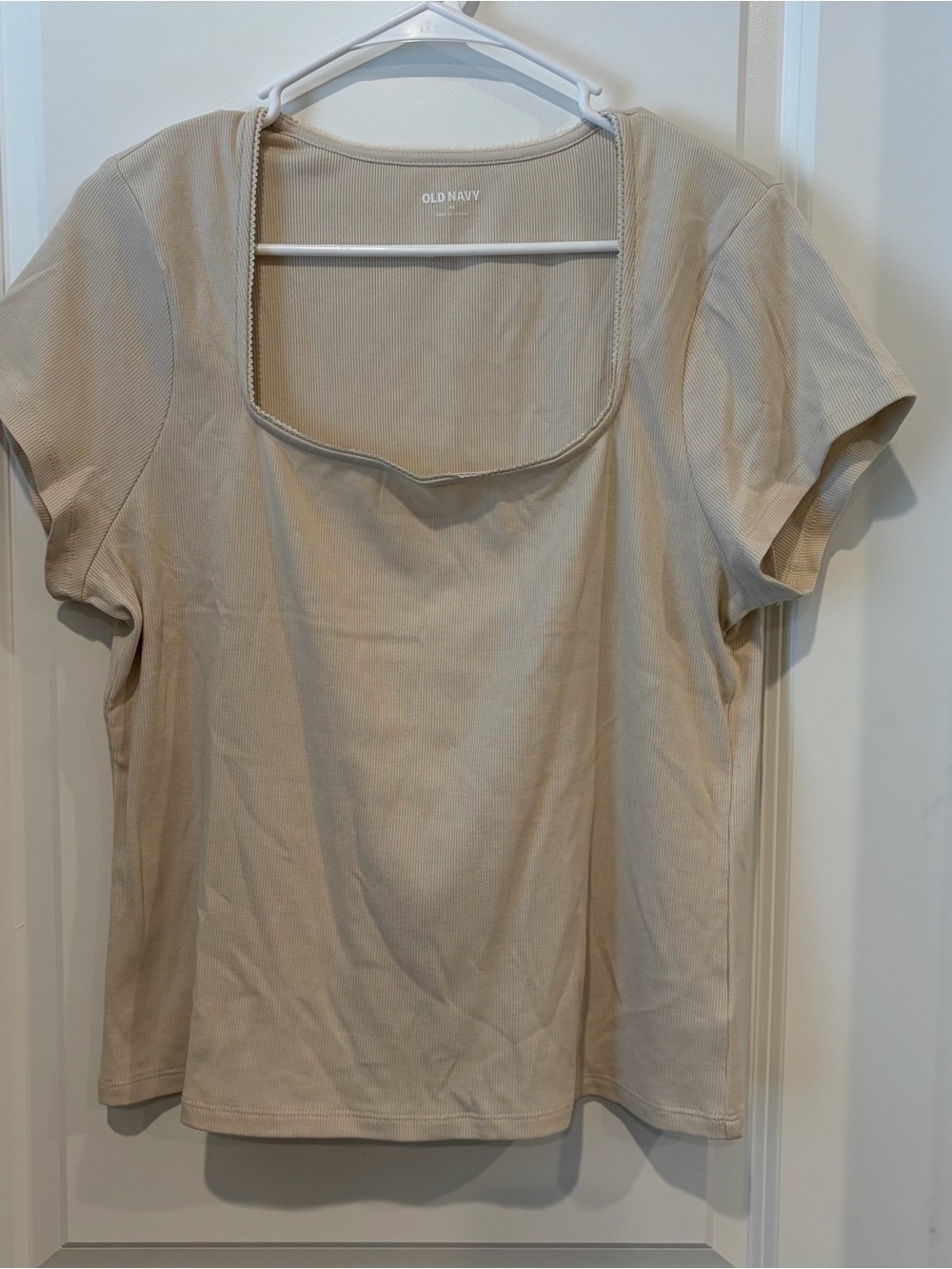 Old Navy Taupe Square Neck Short Sleeve Tee